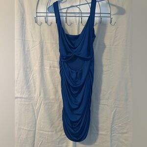 Elegant Blue Draped Dress